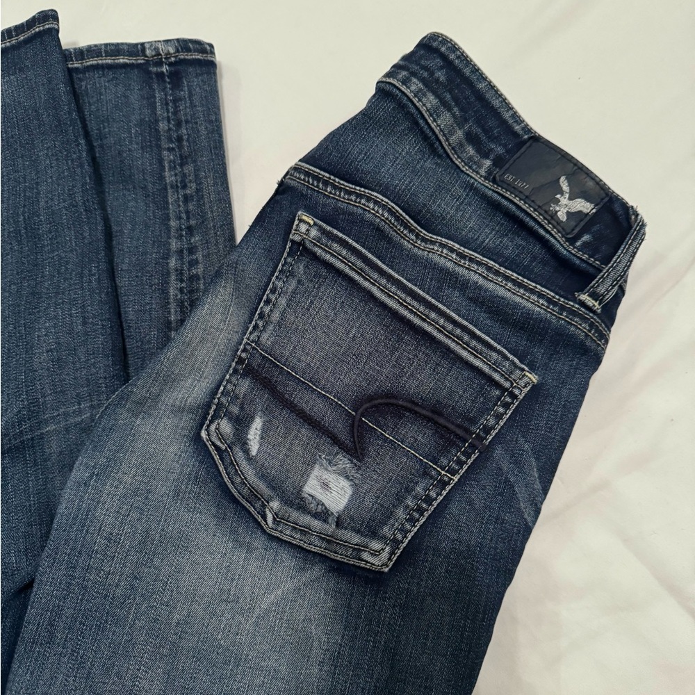American Eagle Super Stretch AEO Denim X Skinny Jeans w/ Patches Size 4 Regular